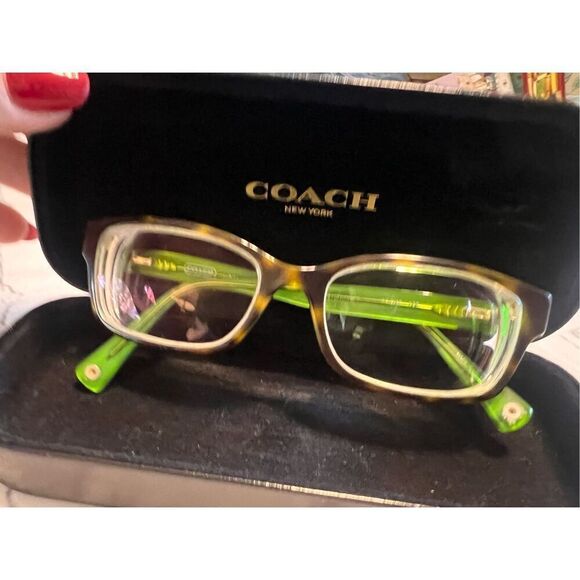 Coach New York Brooklyn Eyeglass Frames Tortoise Shell Brown Green Trendy Twee - Picture 6 of 15